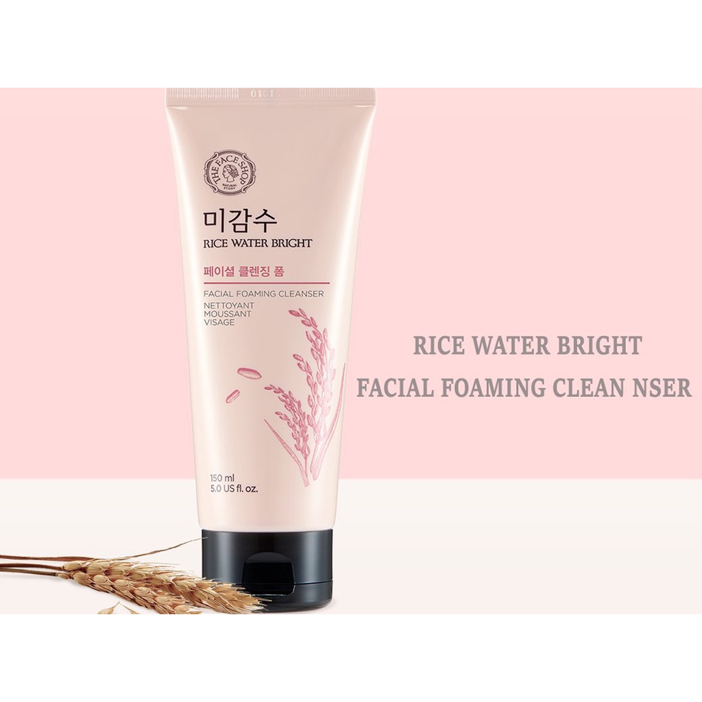 Sữa rửa mặt Gạo Rice water bright The Face Shop, sữa rửa mặt chuẩn Hàn Quốc 150ml