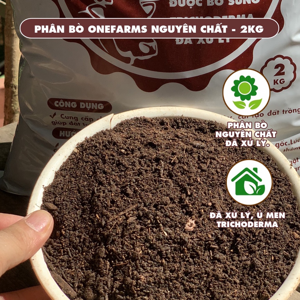 2kg phân bò One farms, phân bò ủ hoai, phân bò hữu cơ đã qua xử lý an toàn cho người dùng.
