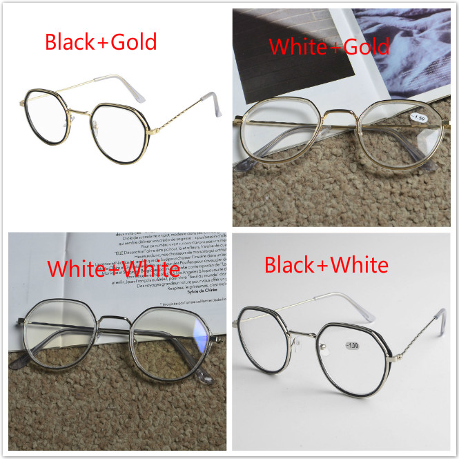 Kính Chống Ánh Sáng Xanh Gọng Tròn Kim Loại Không Độ Phong Cách Hàn Quốc Cho Nữ kính nữ kim loại