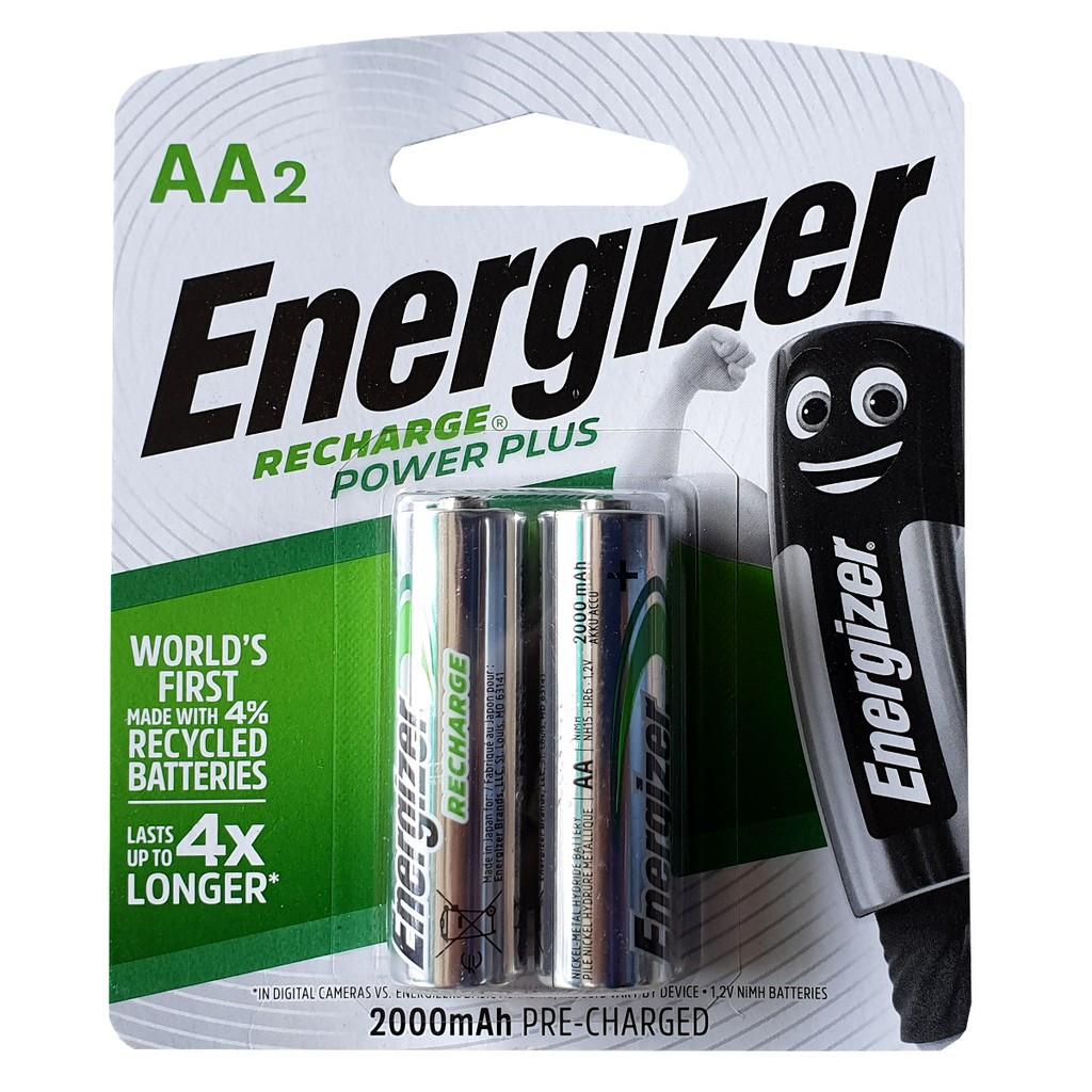 Pin sạc AA (2A) 2000mAh 1.2V Energizer dùng cho thiết bị cần nguồn 1.5V - loại có vĩ ép kín hoặc loại không có vĩ