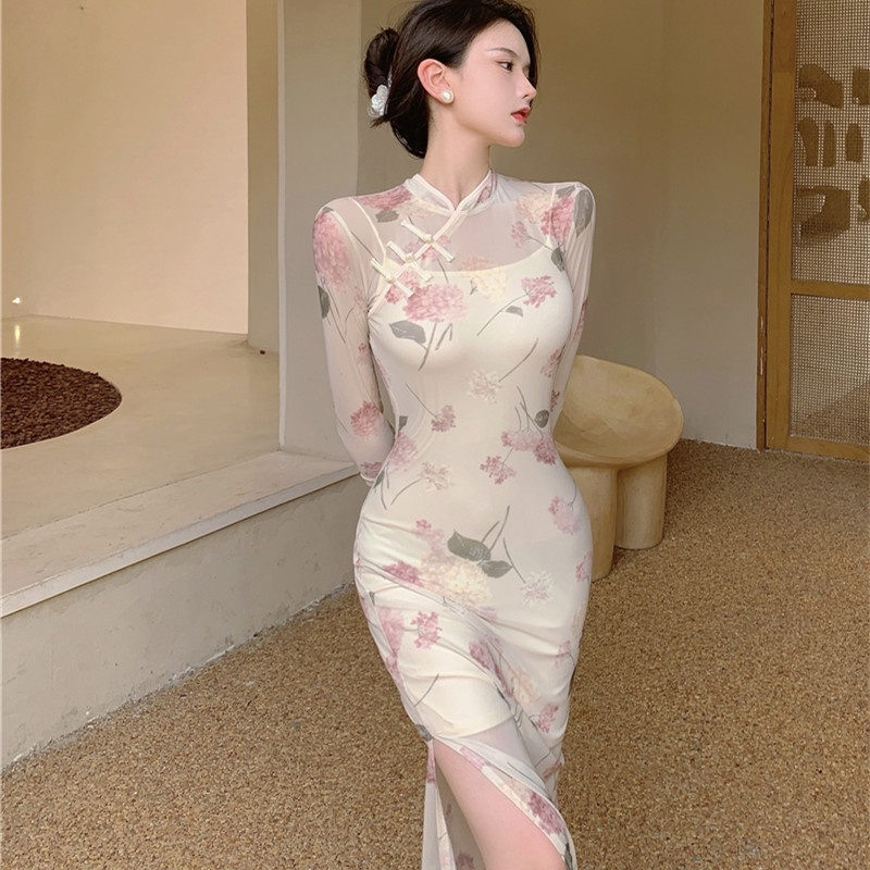 Đầm Maxi Phối Lưới In Hoa Thời Trang Mùa Hè Dễ Phối Đồ Cho Nữ