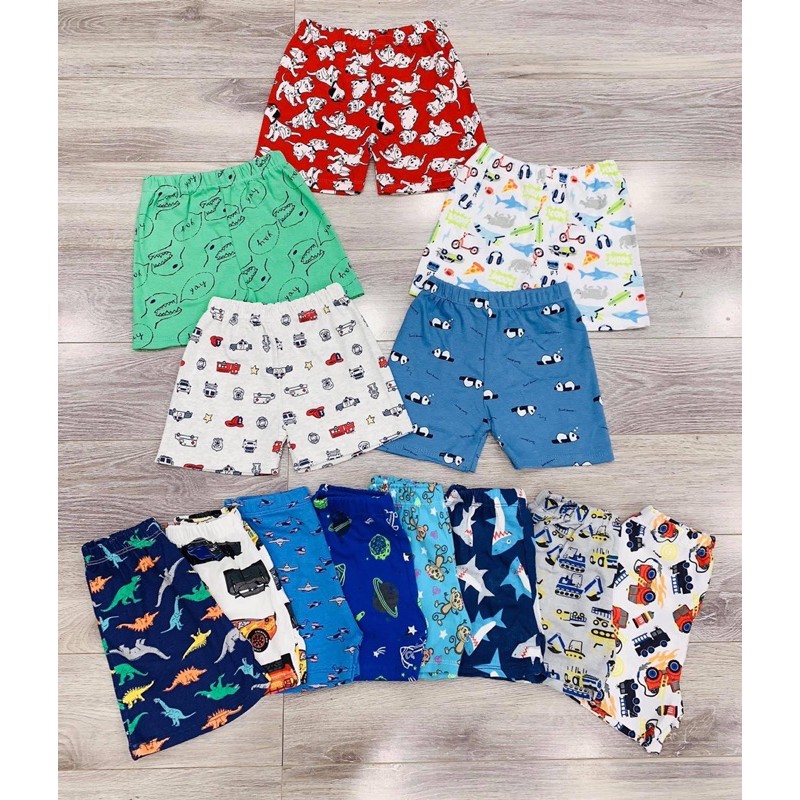 Set 10 Quần Đùi Borip Cotton Cho Bé Trai, Bé Gái Hoạ Tiết Đáng Yêu