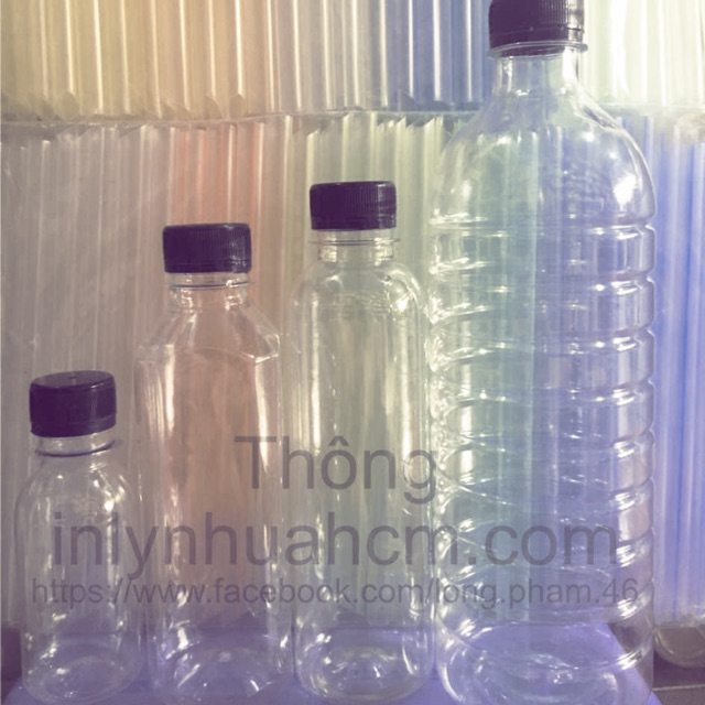 50 Chai nhựa nắp đen vuông 300ml - chai trà sữa giá rẻ