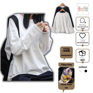 Áo phông dài tay unisex chỉ nổi - áo thun dài tay form rộng sandi