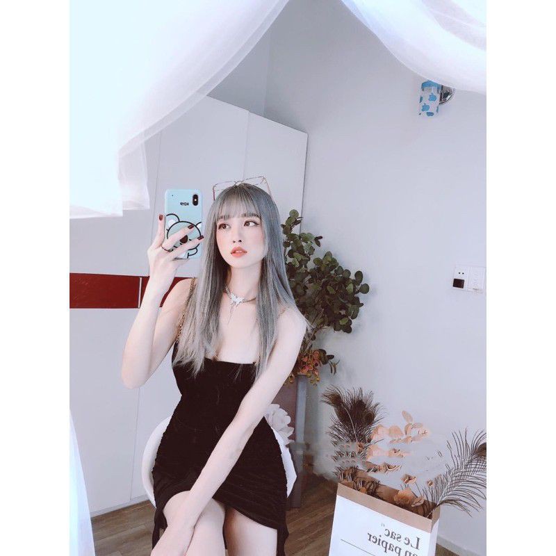 Đầm body nhung 2 dây loại đẹp ( kèm ảnh thật )