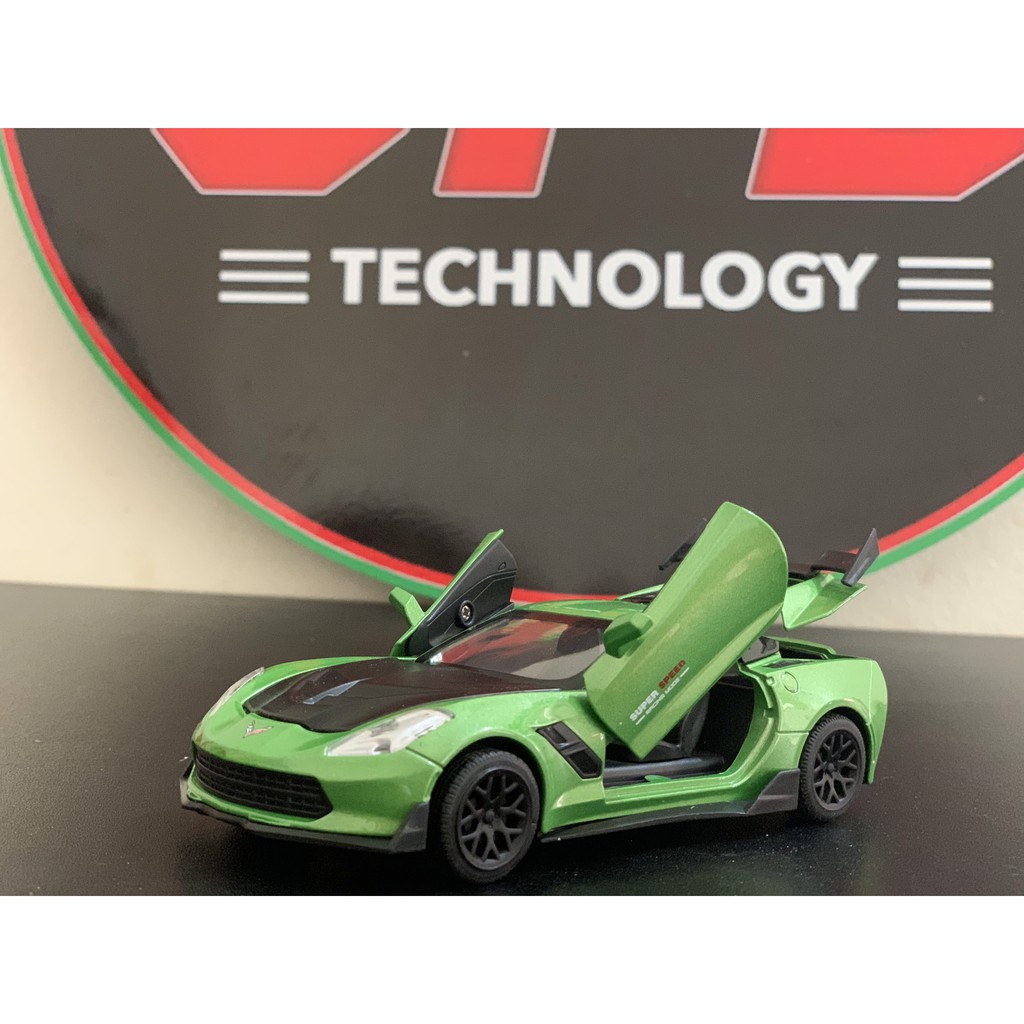 Xe mô hình cao cấp làm bằng hợp kim Chevrolet Corvette Grand Sport tỉ lệ 1:32 màu xanh lá