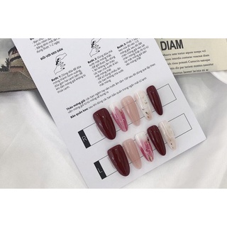 Nail box vẽ loang đơn giản sơn mầu đỏ móng úp