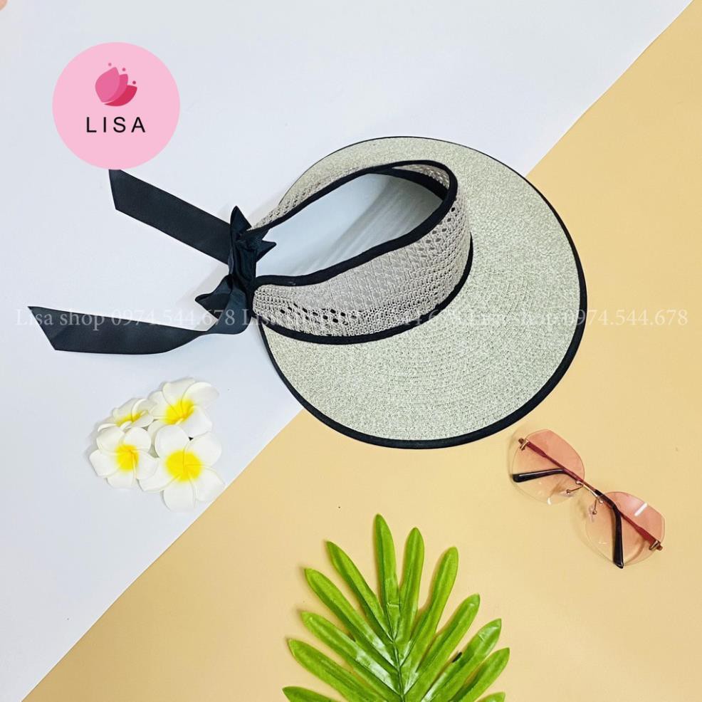 [HOTTREND- HÀNG CAO CẤP] Mũ cói đi biển, nón cói đi biển vành rộng hở chóp phối nơ mặt sau, M16
