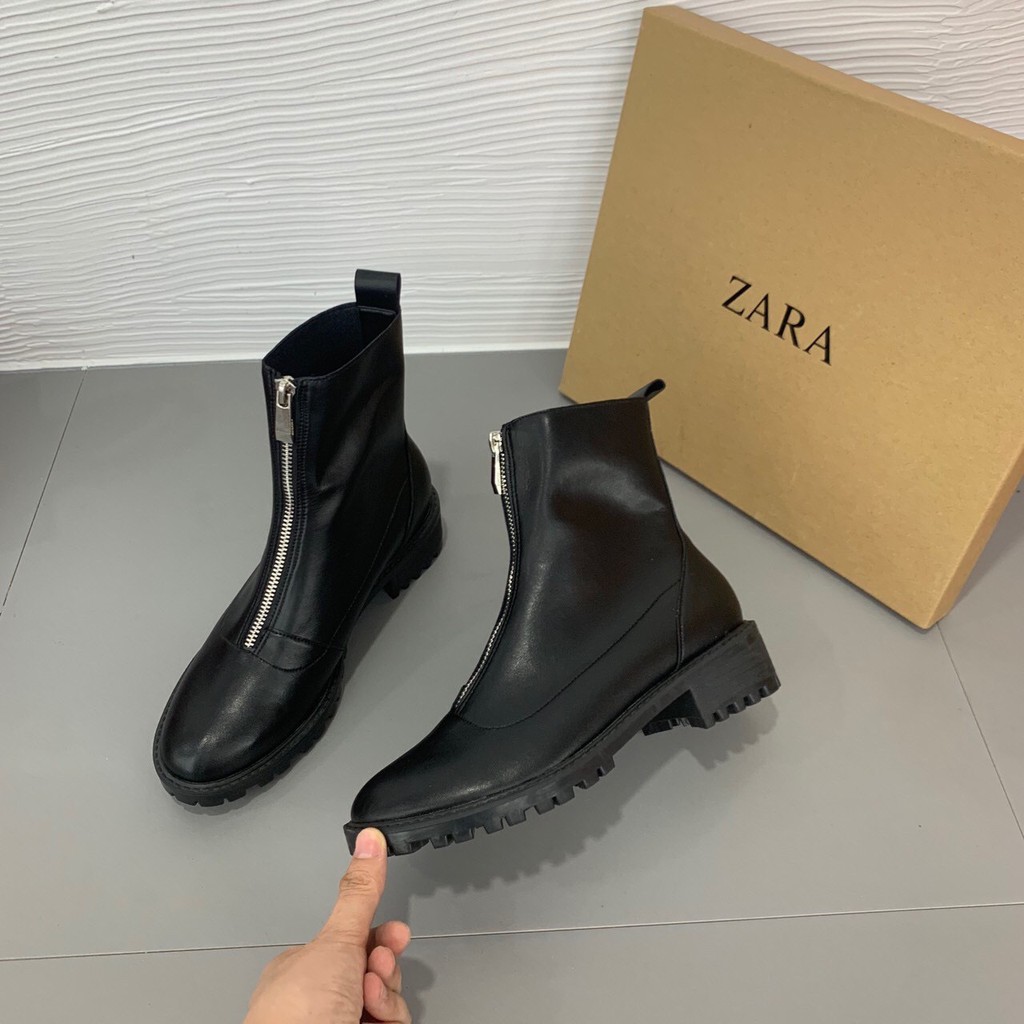 Giày Boot ZARA Kéo Khóa Trước Xuất Xịn