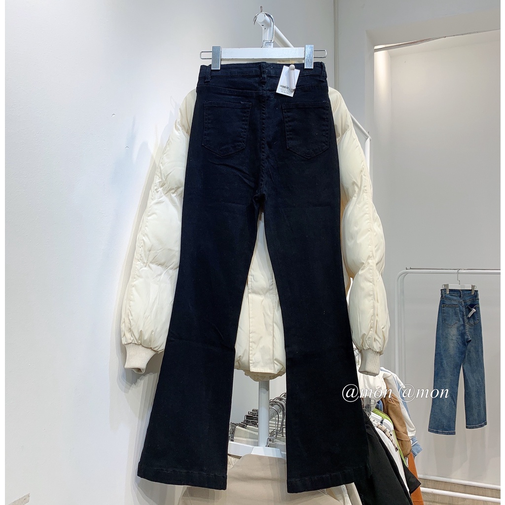210669 Quần jeans nữ , quần jeans loe vintage 2 màu nâu, đen, quần jeans ulzzang size S,M