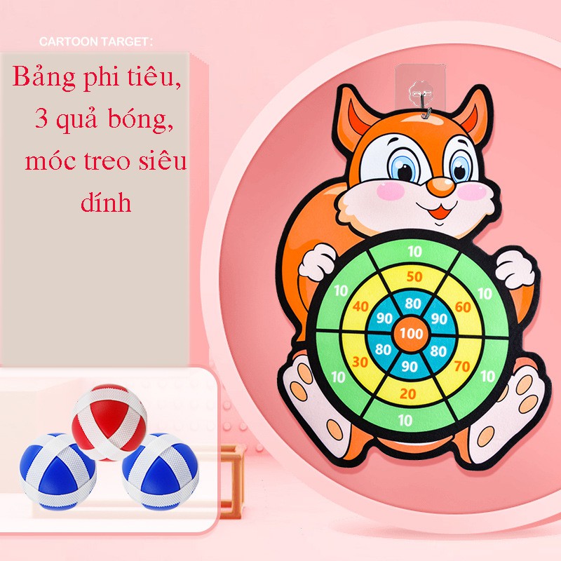 Bảng Phi Tiêu Bóng Dính,Bảng Phi Tiêu Hình Thú  - Đồ Chơi Ném Bóng Gai Tặng Kèm 3 Bóng An Toàn Cho Bé Vui Chơi