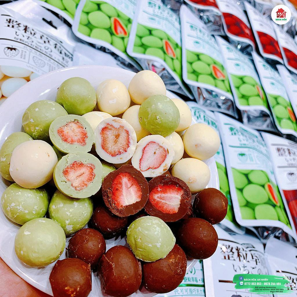 Kẹo Socola bọc dâu tây sấy lạnh gói 60gram Vị Sô cô la truyền thống / Sữa / Trà Xanh/ Hoa hồng - ăn vặt