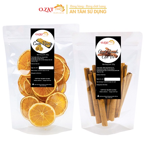 Cam vàng khô quế thanh lát nguyên không bể OZAT FOOD 100G pha trà hàng mới