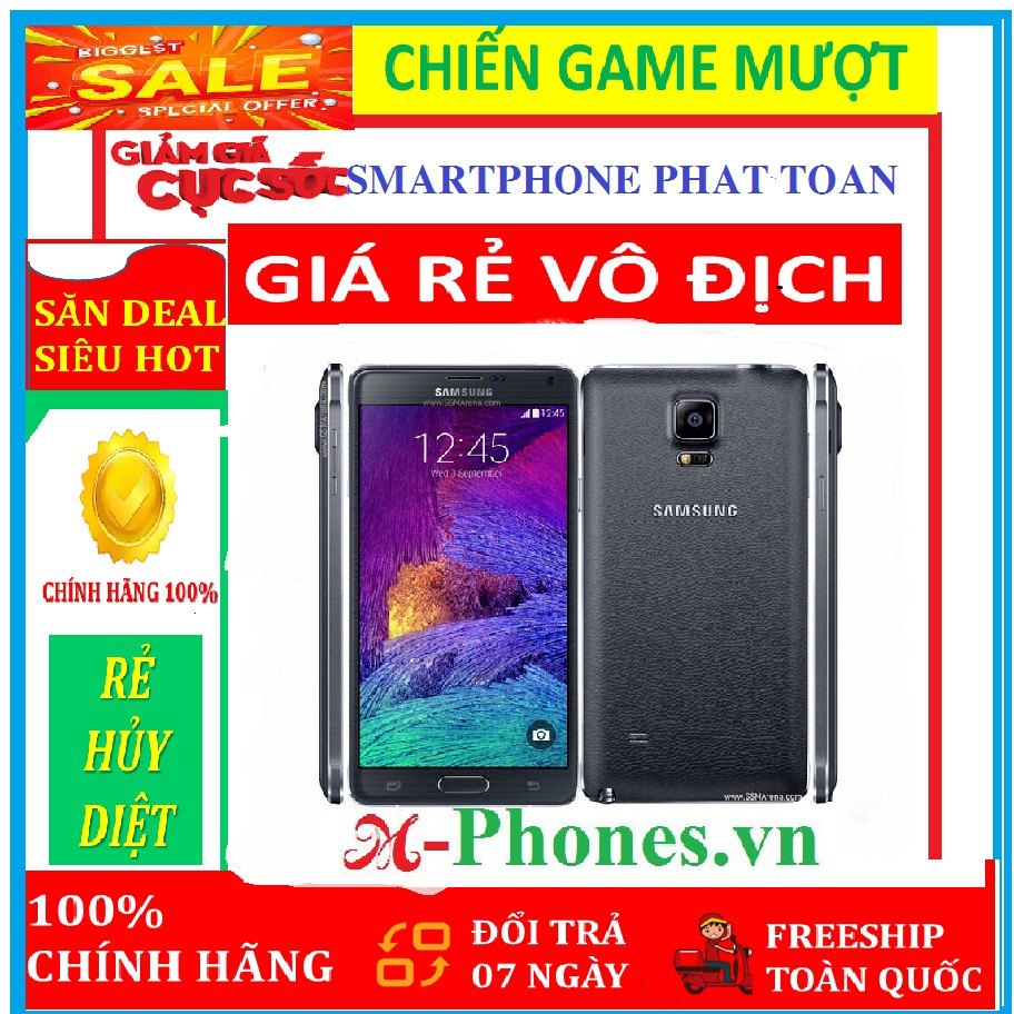 '' Bão Sale " điện thoại SAMSUNG GALAXY NOTE 4 2SIM ram 3G/16G Fullbox - CPU: Exynos 5433 8 nhân