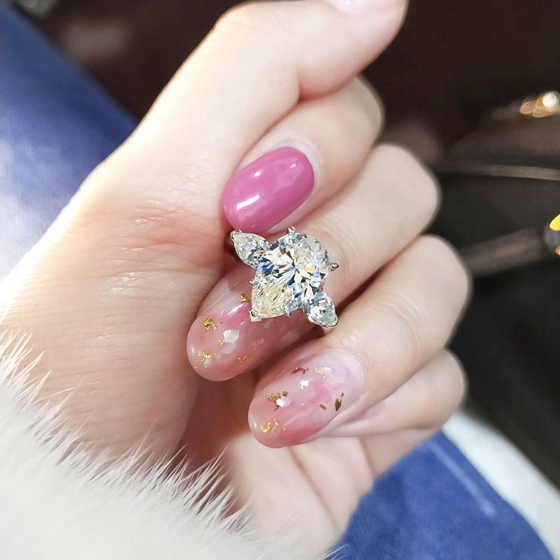 Nhẫn đeo tay kim loại đính đá hình giọt nước sang trọng cho nữ