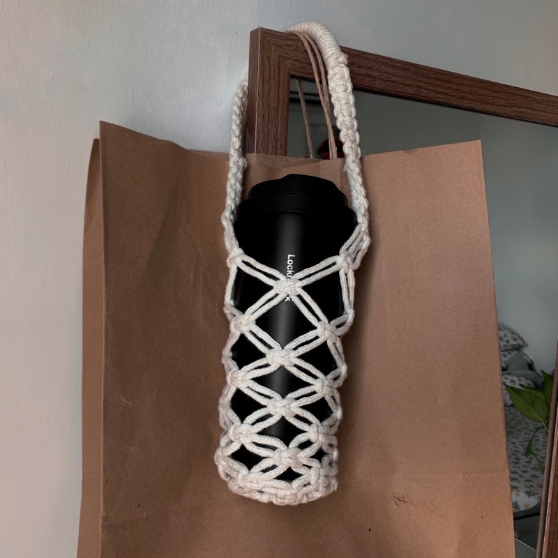 Túi đan Macrame đựng bình nước