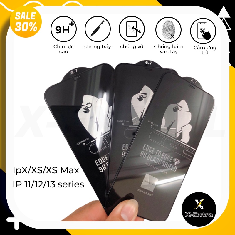 Kính cường lực KingKong x/xs/xs max/11/12/13/pro/promax chống vân tay, chông bám bẩn, độ bền cao