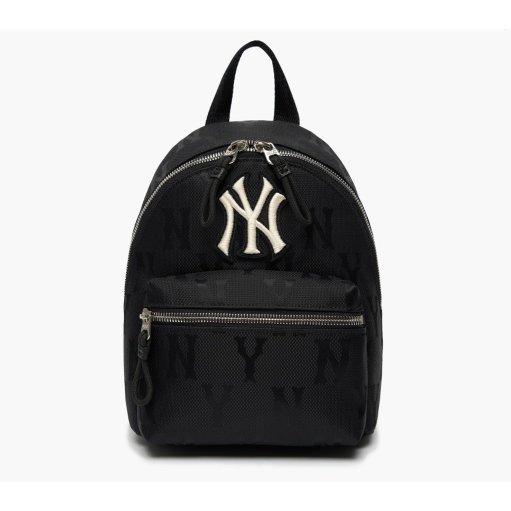 Balo mini MLB nylon jacquard Ny đen