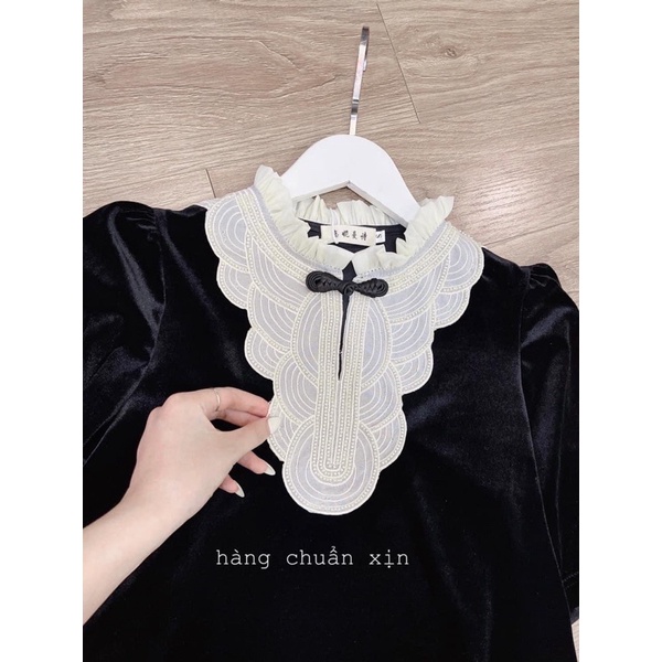 ÁO NHUNG PHỐI CỔ BÈO NGỌC