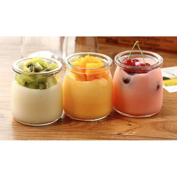 Set 12 Hũ thủy tinh trơn làm sữa chua có nắp 100ml hàng dầy đẹp . LG11