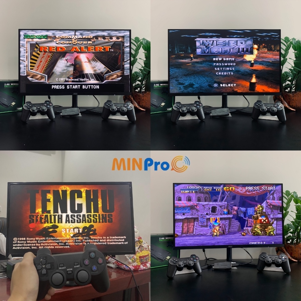 Máy chơi game cầm tay mini MINPRO 4 nút 3500 game huyền thoại chất lượng 4K , kết nối HDMI - Bảo Hành 12 Tháng