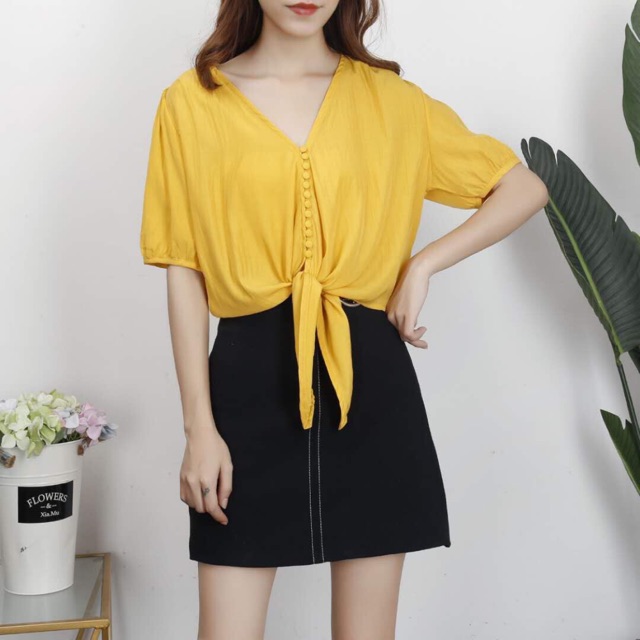 Áo croptop buộc nơ