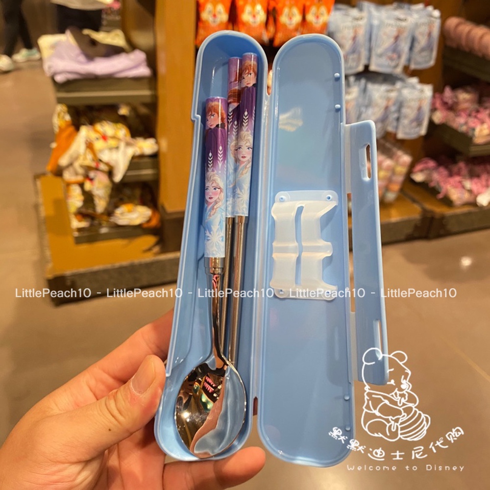 Set muỗng đũa Disney kèm hộp hình Elsa Frozen Car Mcqueen Mickey Minnie cho trẻ em bé trai gái