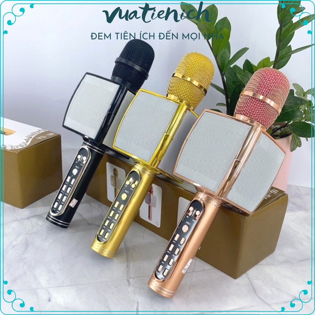 Micro Hát Karaoke Bluetooth / Mic Hát Không Dây YS91 Tích Hợp Loa, Thẻ Nhớ, Bắt Giọng Chỉnh Tone, Ghi Âm