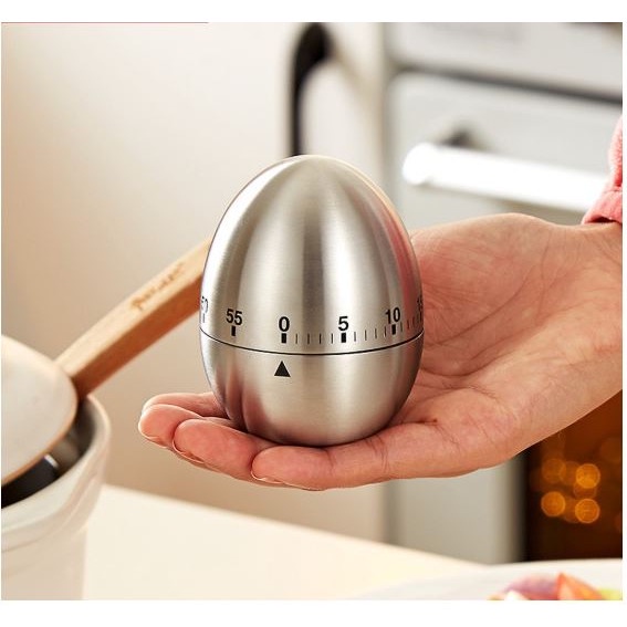 (HÀNG LOẠI 1) Đồng hồ đếm ngược hình quả trứng inox cơ học, tạo hiệu quả công việc phương pháp Pomodoro