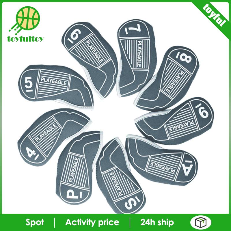 Set 9 Vỏ Bọc Bảo Vệ Đầu Gậy Đánh Golf Bằng Cao Su Tổng Hợp Màu Đỏ