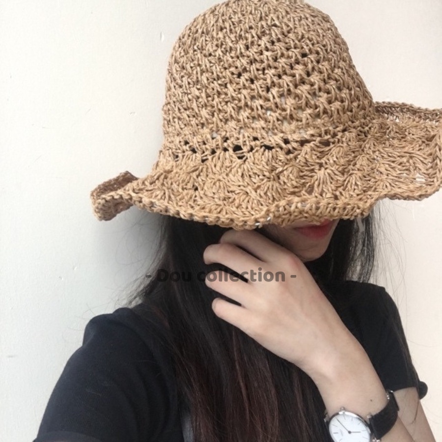 [NowShip2h] Nón Cói (Mũ Cói) Trơn Mềm Vành Rộng Chống Nắng Đi Biển - Mã NC026