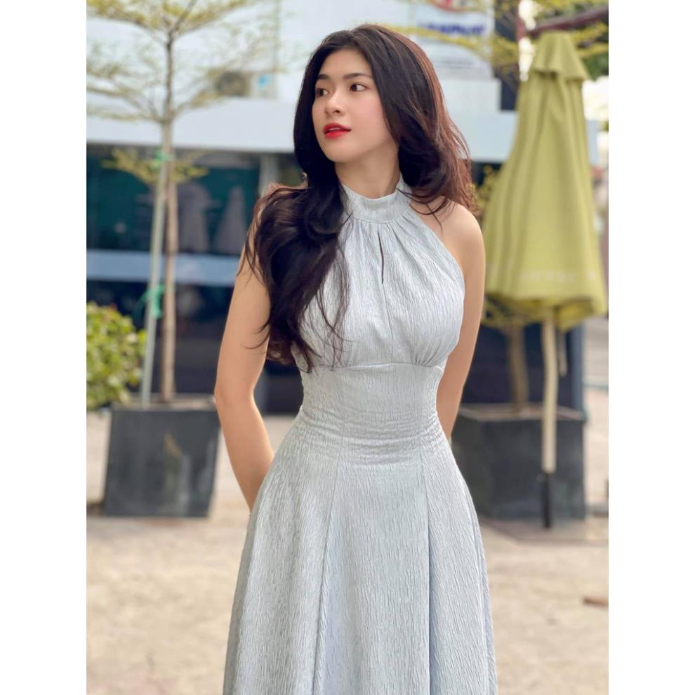 Đầm váy cao cấp, đầm dự tiệc sát nách vải gấm dáng xòe dài sang trọng Melia Dress Giá gốc tận xưởng