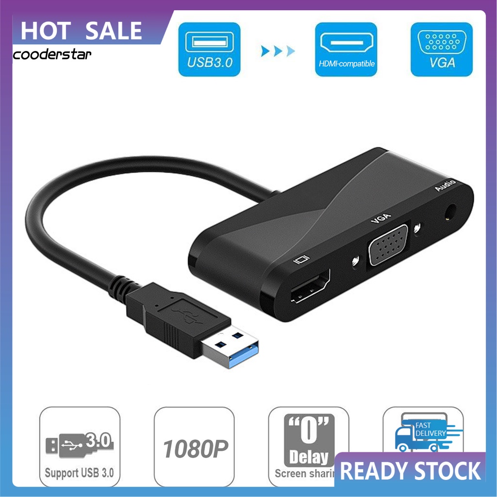 Đầu chuyển đổi video từ usb 3.0 sang HDMI VGA 1080P cao cấp chuyên dụng cho DVD