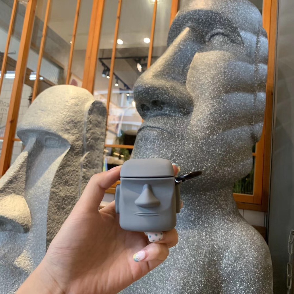 Vỏ bảo vệ hộp sạc airpods hình đá moab easter island sáng tạo độc đáo | BigBuy360 - bigbuy360.vn