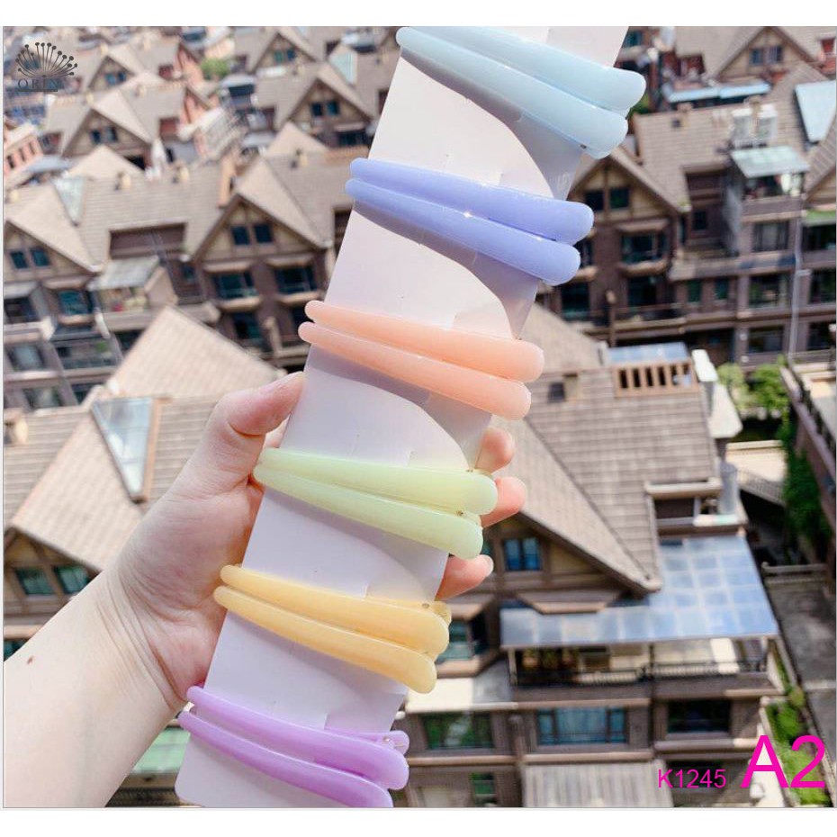 Set 12 kẹp tóc mỏ vịt nhiều màu dễ thương thời trang Orin K1245