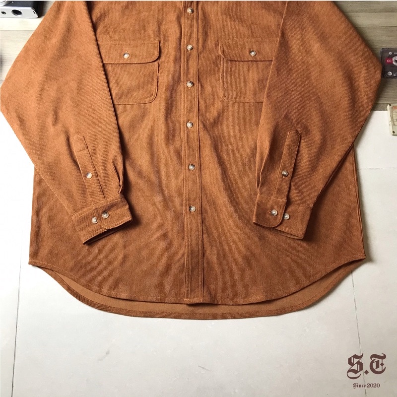Áo sơ mi nhung tăm unisex S.T vintage, cổ điển, retro, bụi bặm | BigBuy360 - bigbuy360.vn
