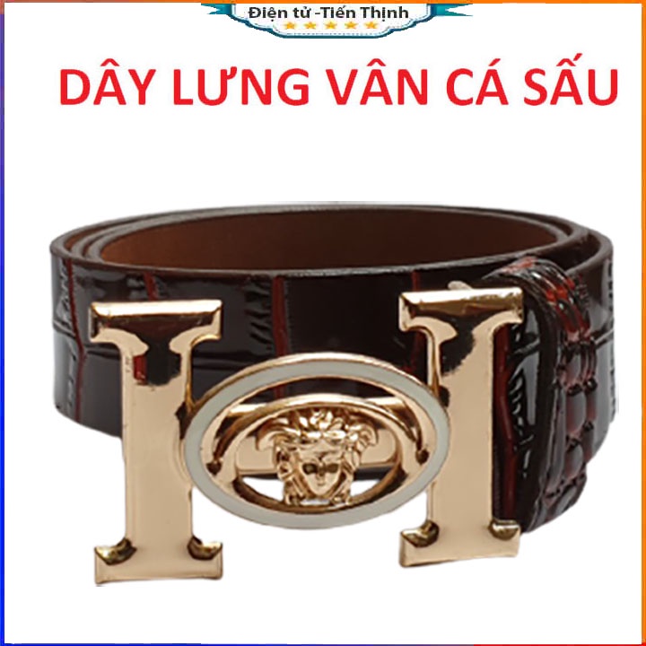 Thắt lưng nam vân cá sấu cao cấp, dây nịt lưng nam chữ H sang trọng