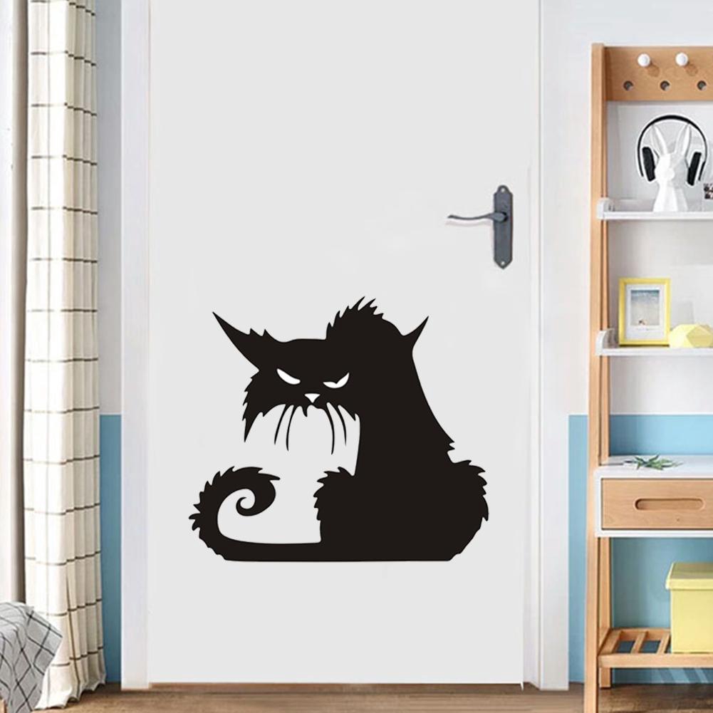 Decal dán tường / cửa sổ hình chú mèo đen phong cách Halloween