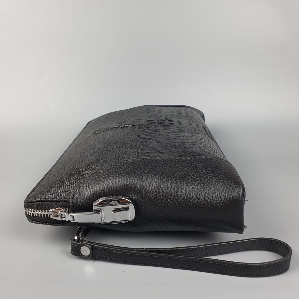 Clutch nam da bò thật phối da vân cá sấu có khóa số CL143LEA  - 100% da thật, BH 3 năm