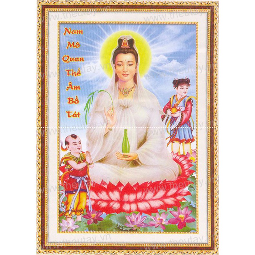 Tranh đính đá ABC 3D Nam Mô Quan Thế Âm Bồ Tát 61345 (TRANH TỰ ĐÍNH) KT:35X50CM