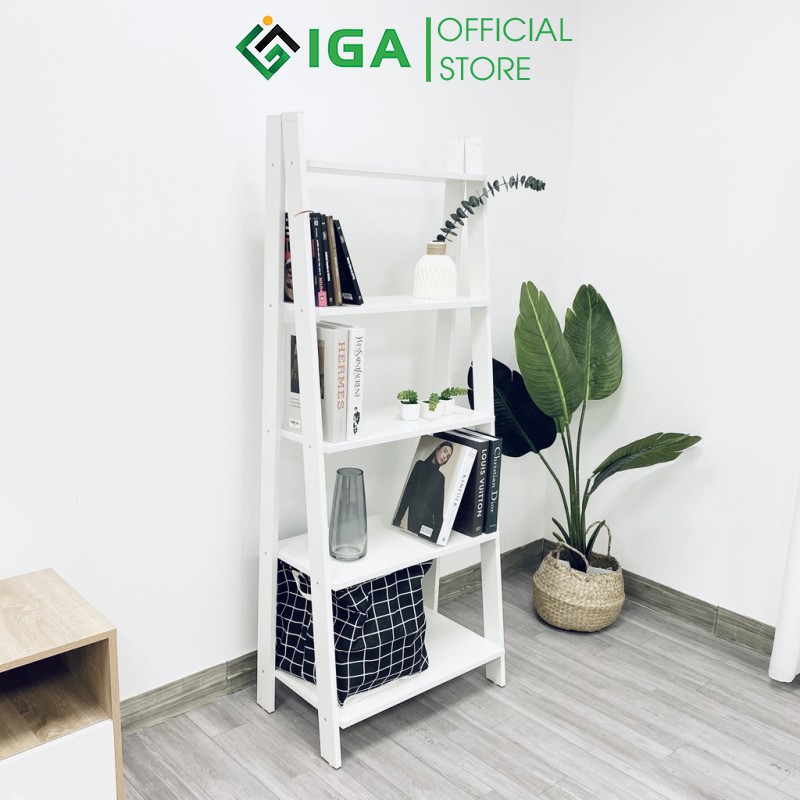 Giá sách đa năng IGA White Athena 5F nội thất phòng khách GP114.01