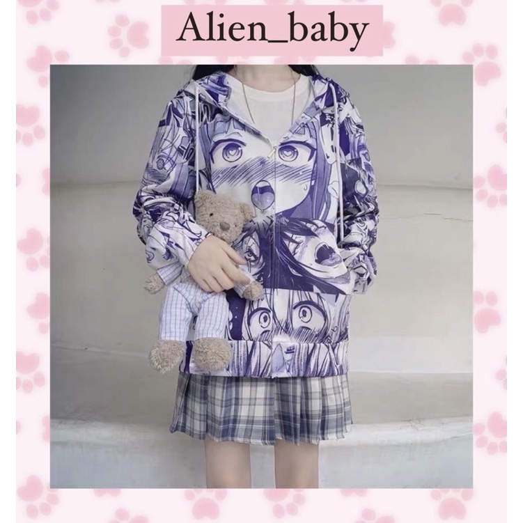 Áo khoác hoodie zip in hình anime henzai