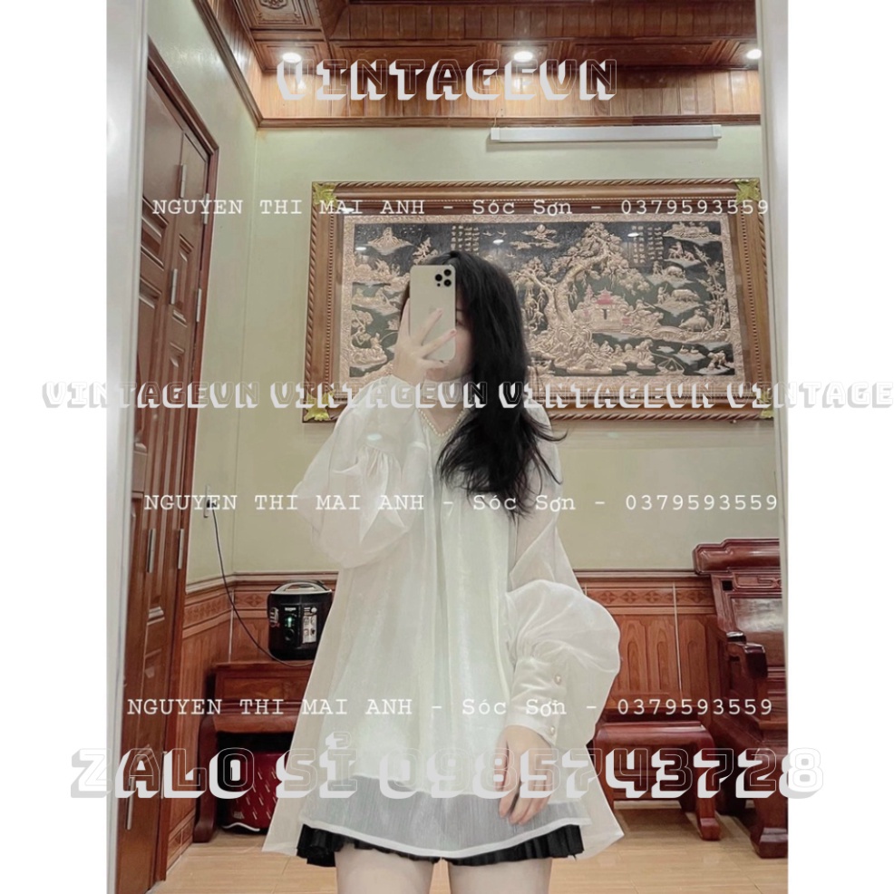 Áo babydoll tay bồng tiểu thư dấu quần kaca vintagevn