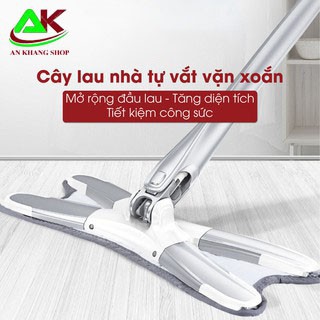 🔥 𝐅𝐑𝐄𝐄 𝐒𝐇𝐈𝐏 💥Chổi Lau Nhà Tự Vắt Chữ X -  Tự Vắt 360 - Thiết Kế Ổ Đĩa Kép AKV002356