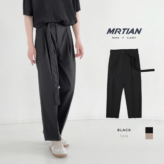 Quần ống rộng có đai Eddie MARTIAN ống suông cạp cao dáng rộng unisex phong cách Hàn Quốc QD003