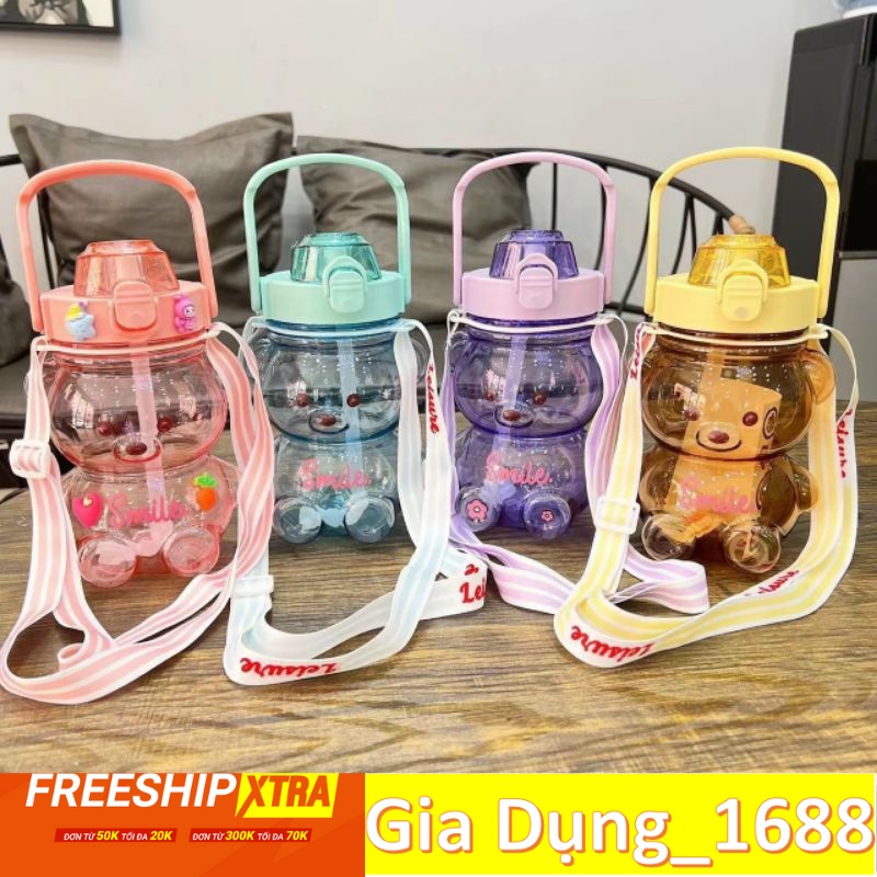 Bình Đựng Nước 1100ml Hình Gấu Dễ Thuong Tôn Lên Cá Tính Trẻ Trung Năng Động