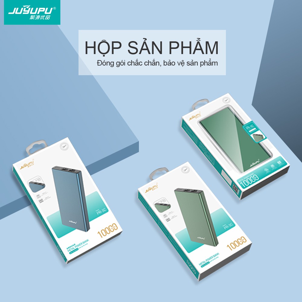 Sạc dự phòng JUYUPU PR-5C 10000mAh màn hình LED chính hãng cho iPhone Samsung OPPO VIVO HUAWEI XIAOMI cục sạc dự phòng