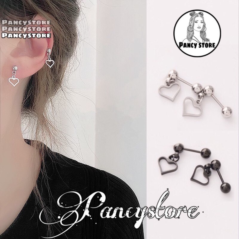 bông tai trái tim nhỏ khuyên tai titan không gỉ Unisex
