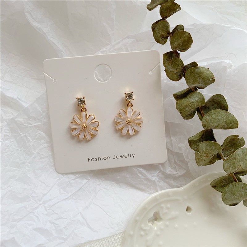Khuyên tai kẹp không bấm lỗ chốt cố định K126 bằng hợp kim mạ vàng hình bông hoa dáng midi Leous Accessories