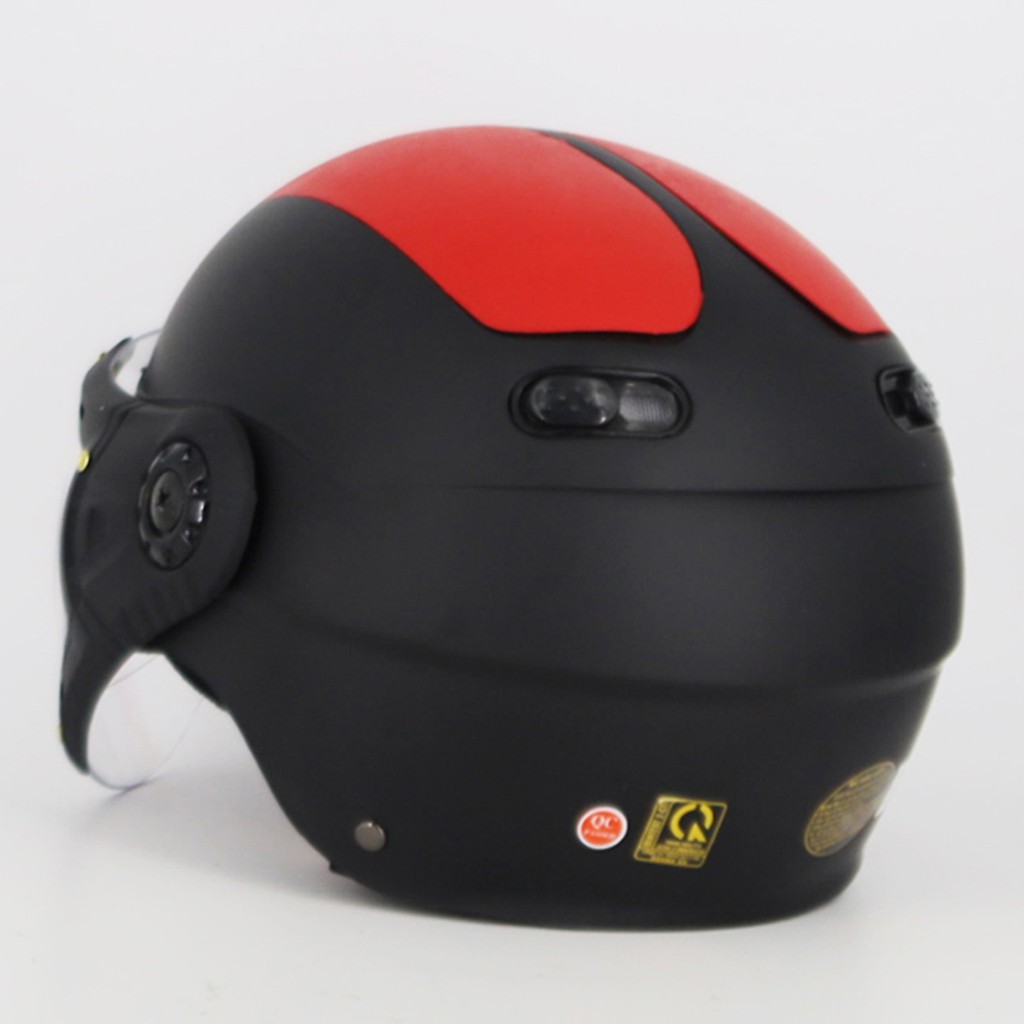 Mũ bảo hiểm 1 2 đầu có kính SRT ACE M1 (màu Đen) mũ bảo hiểm thời trang